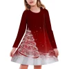 4-13 Years Kids Toddler Girls Christmas Dress Xmas All-Over Printing Christmas Long Sleeve Party Dress Princess Girls Dresses - Image 2