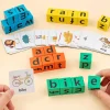 Wooden Blocks Spelling Game Wooden Kids Spelling Block Toy Alphabet Puzzles Blocks Children Learning Toy For Home Kindergarten