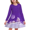 4-13 Years Kids Toddler Girls Christmas Dress Xmas All-Over Printing Christmas Long Sleeve Party Dress Princess Girls Dresses - Image 4
