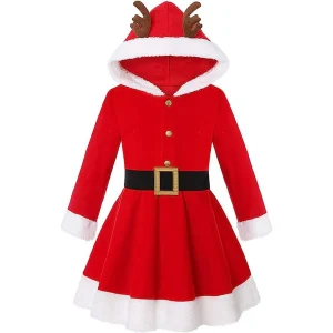 Kids Santa Dress For Girls Christmas Party Long Sleeve Dresses Costume 5t Fall Dress