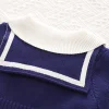 Toddler Kids Girls Navy Collar Sweater Dress Autumn And Winter Knit Dress Girls Dress Small - Image 4