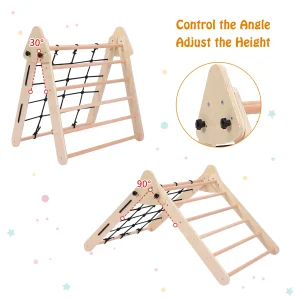 Baby Climbing Toys Colorful Indoor Climbing Triangle for Toddlers Triangle Climbers Ramps 2 in 1 WoodenPlay Gym Set for Kids