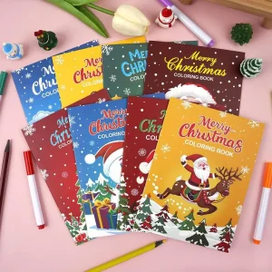8pcs Children's Coloring Book Set Cartoon Christmas Santa Claus Snowman Coloring Book Early Education toy festival parties Gifts