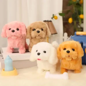Electronic Pet Dog Toy Walking Interactive Dog Plush Doll Toys Vibrating Automatic Moving Electric Puppy Gift For Baby Kids