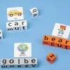 Spelling Words Game Blocks Wooden Alphabet Puzzles Blocks With Flash Cards Learning Toy With Bell Sight Words Recognition Game
