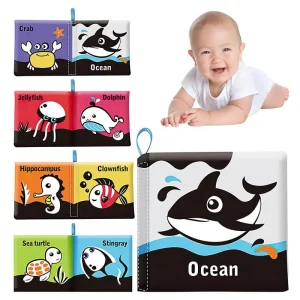 Soft Books For Babies Washable Activity Toys Sensory Books Early Educational Cloth Crinkle Books First Toys For Toddler Boys