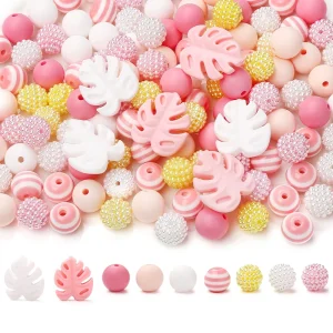 74Pcs 12mm Silicone Round Food Grade Leaf Focal Beadsfor DIY Baby Teether Soother Nipple Chain Dummy Clips Necklace Chew Toy