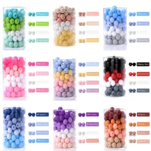 100pcs 12mm Silicone Beads Baby Teething Beads Pacifier Chain Teething Toy BPA Free Chewable Beads Teether DIY Accessories